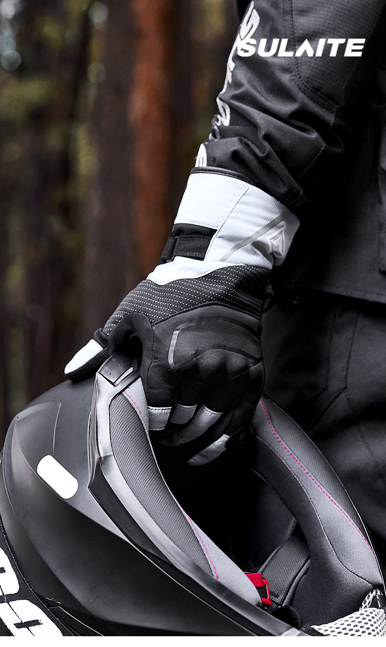 Sulaite Motorcycle Riding Gloves, Anti-Fall, Windproof, Winter Motorcycle Gloves, Fleece-Lined, Warm Rider Gloves