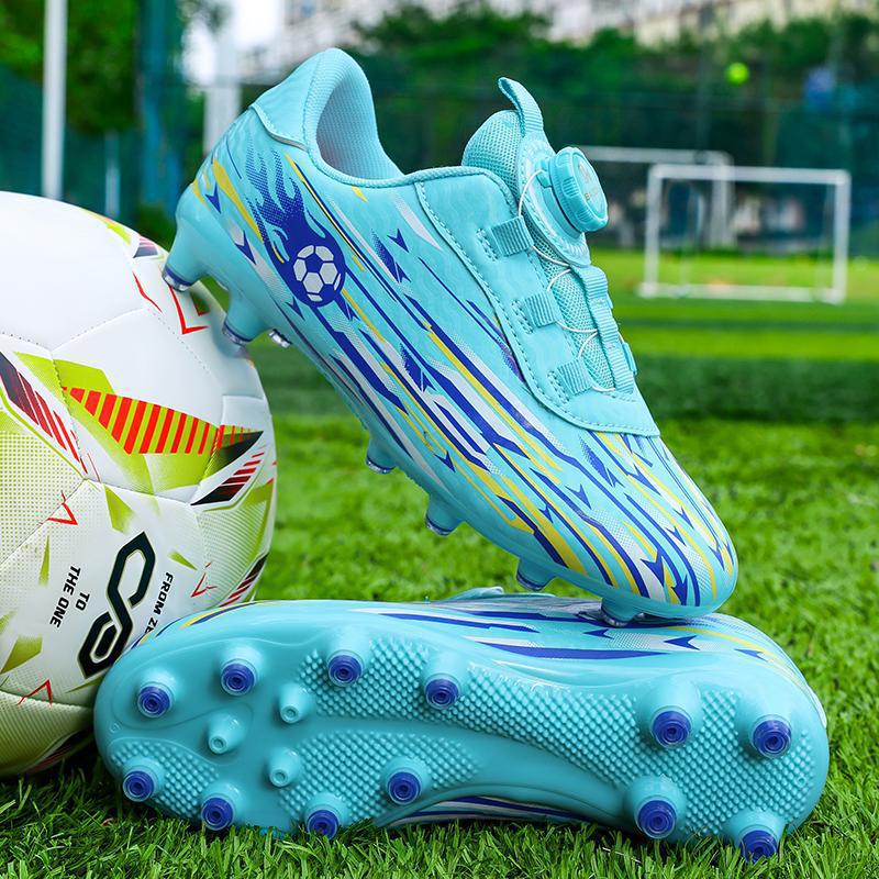 Tenis de Fútbol Infantil con Botón Giratorio de Cuero y TPR para Campo Deportivo