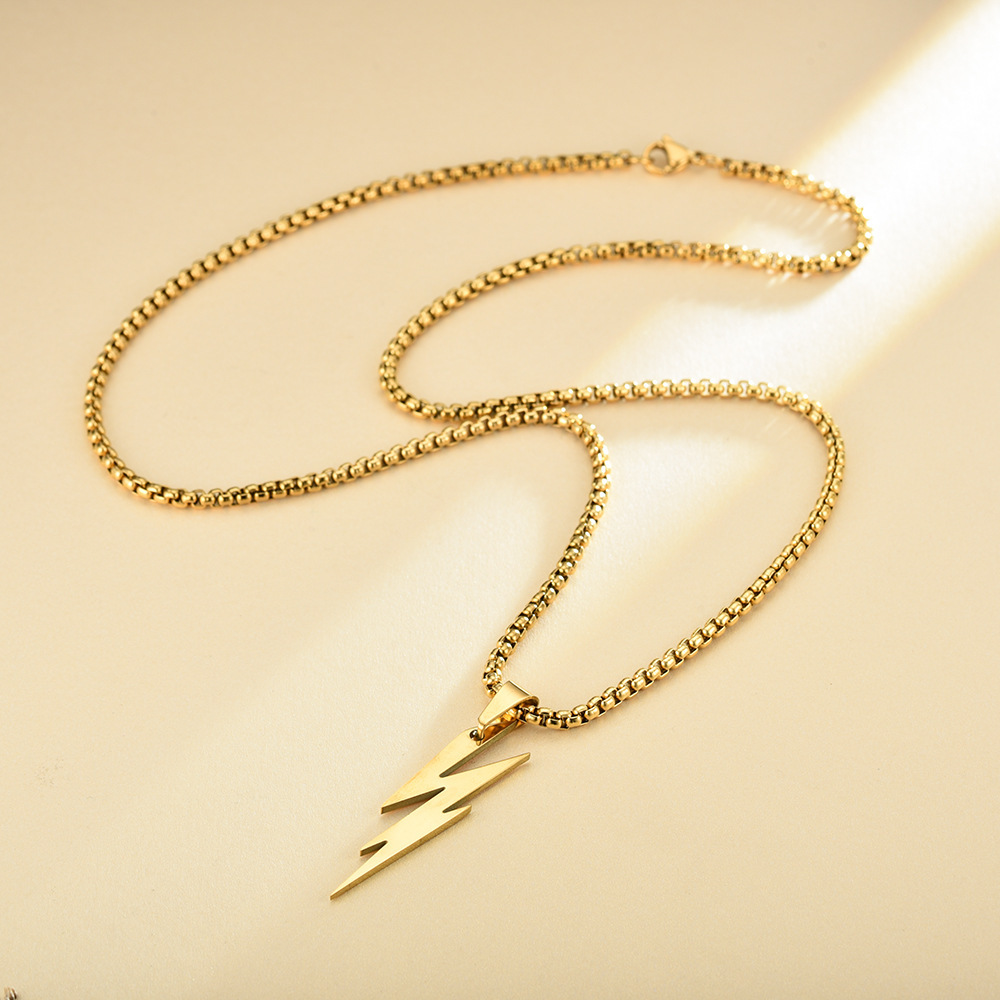 box chain Chain Type Casual Hip-Hop Lightning Stainless Steel Plating Men's Necklace Men Pendant Necklaces