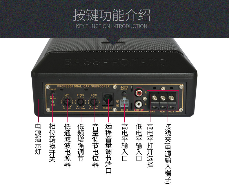 Car Audio System Modification 6*8inch Ultra-Thin Subwoofer 100W High Power Dc12V Under-Seat Subwoofer