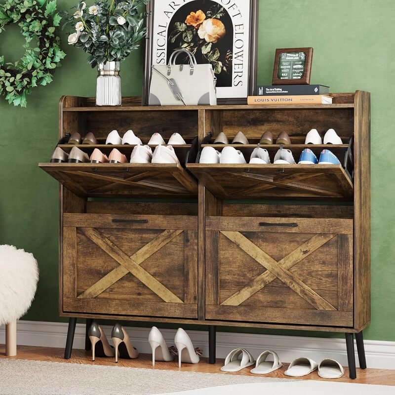 Manufacturer Customized Shoe Cabinet Entrance Door Wooden Entrance Cabinet Tipping Bucket Living Room Modern Assembly Cabinet Shoe Cabinet Panel Furniture
