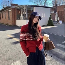 复古毛衣女25秋冬羊毛开衫加厚高领针织宽松慵懒风学院风外套女装