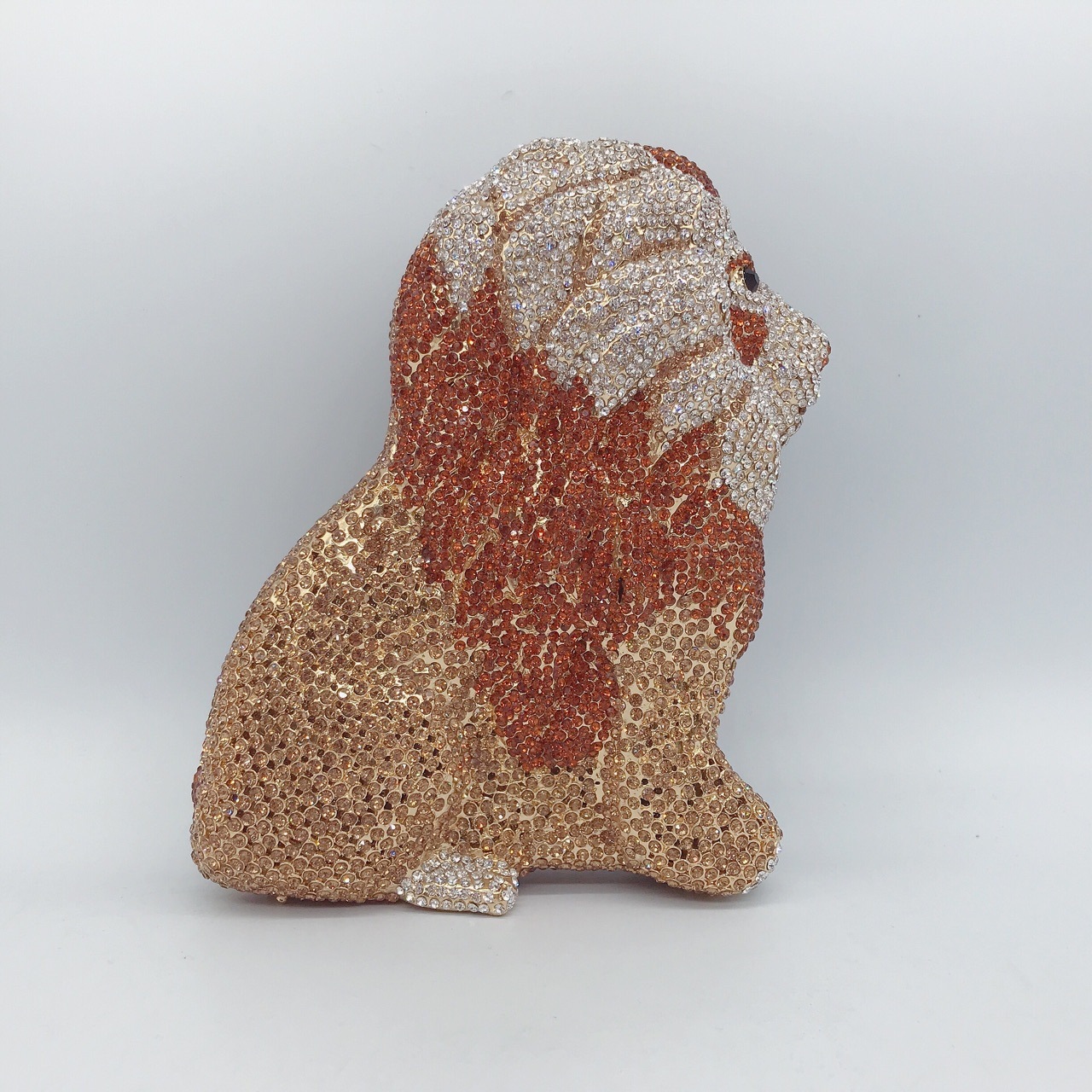 Bolsa de banquete de diamantes en forma de león, caja dura de metal para banquete, bolsa de diamantes de mano, bolsa de piedra para mujeres