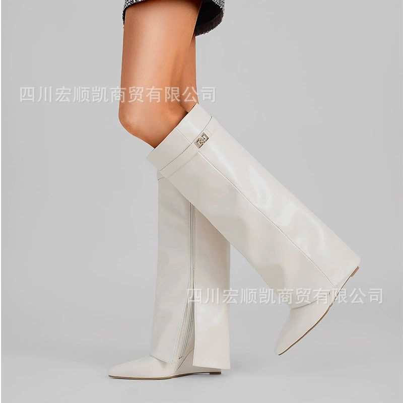 Lock, high trousers, high boots pointy toe, mid-length, plus size