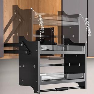 Kitchen Wall Cabinet Lift Basket up and down Buffer Double Door Seasoning Basket Pull-Down Cabinet Multi-Function