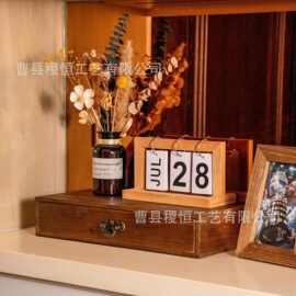 跨境木质收纳盒杂物储存盒复古装饰储物木盒收纳盒多功能