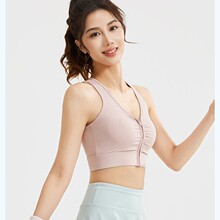 前拉链运动背心女小胸显大文胸普拉提瑜伽服健身前胸抽褶聚拢内衣