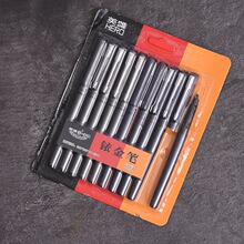 正品英雄266特细全铝钢笔办公练字特细中细弯尖美工钢笔