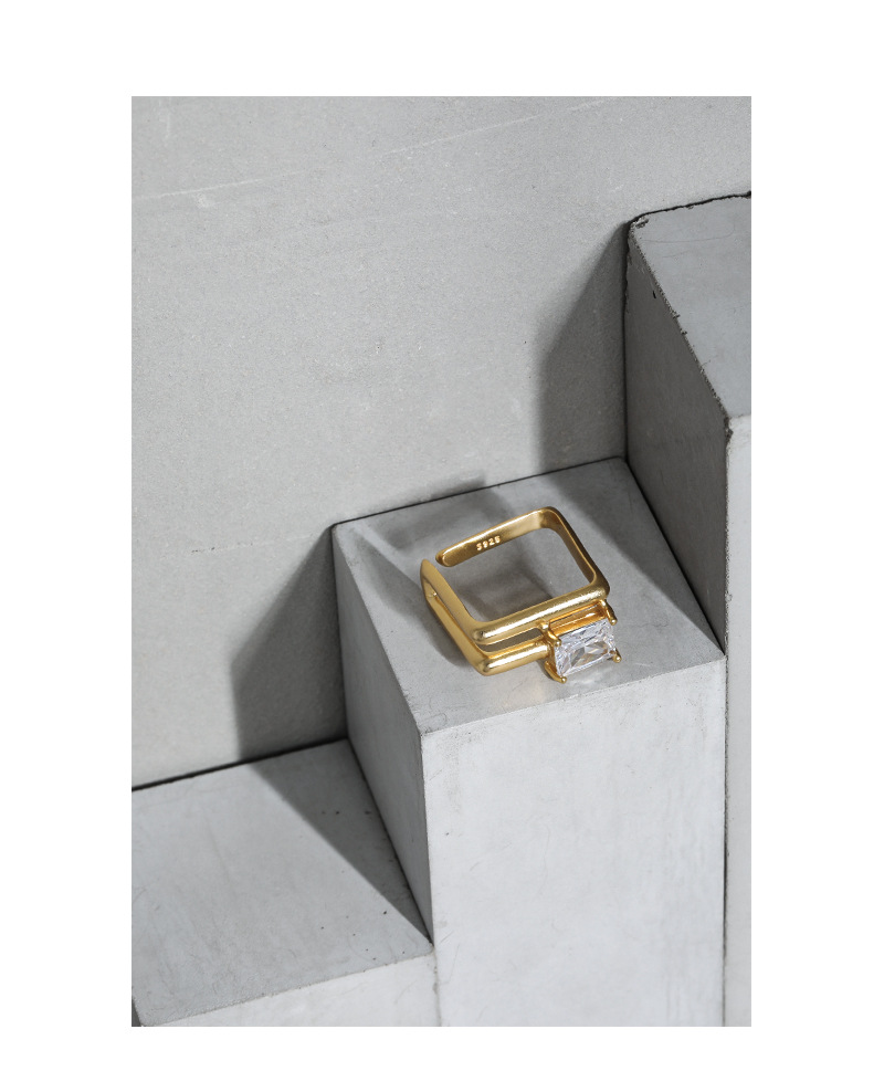 Casual Geometric Sterling Silver Plating Zircon Open Ring 1 Piece