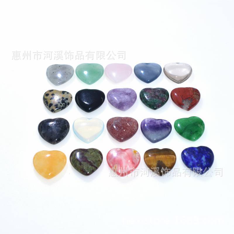 天然水晶石无孔桃心爱心水晶20MM心形爱心天然宝石饰品装饰摆件