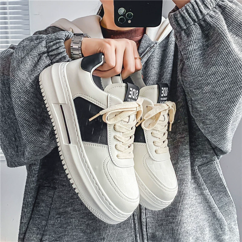 Demi-season footwear, white shoes platform for leisure, universal sneakers, for teenagers, high-quality style