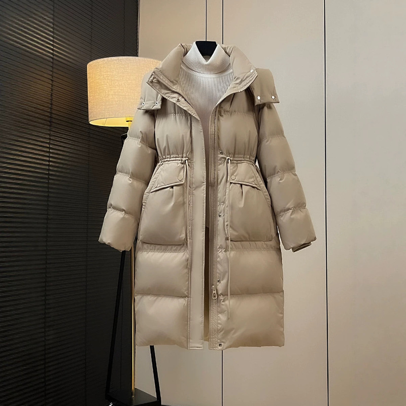 2026 Winter New Model 90% White Goose Down Women's Down Jacket, Mid-Length, Thickened, Large Pockets, Waist-Cinching, Hooded, Over-the-Knee Coat 2026 Winter New Model 90% White Goose Down Women's Down Jacket, Mid-Length, Thickened, Large Pockets, Waist-Cinching, Hooded, Over-the-Knee Coat