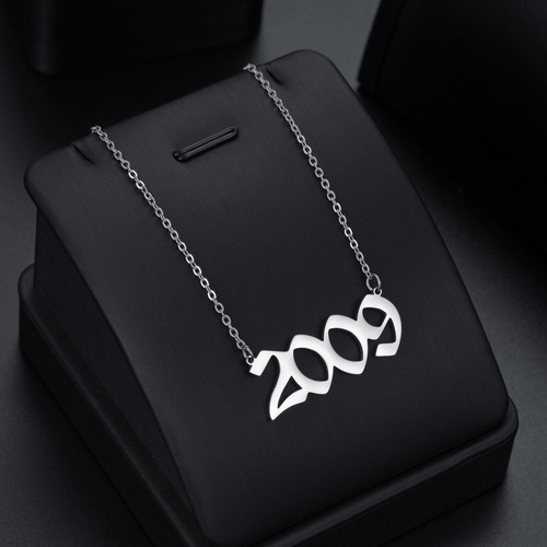 Cross-border  personalized titanium steel year necklace birthday number stainless steel necklace jewelry wholesale birthday gift