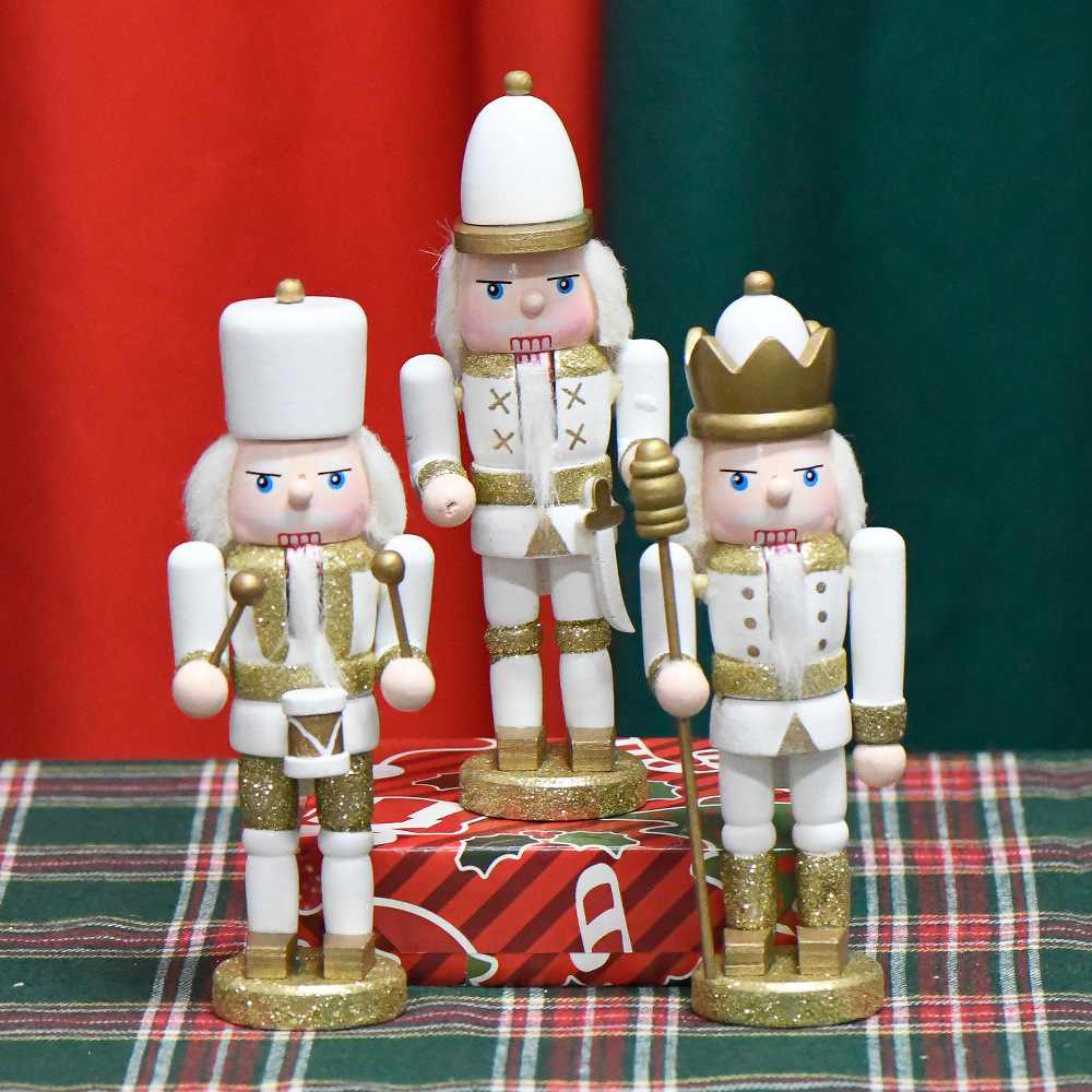 Inventario transfronterizo 15CM conjunto de trocanueces marionetas soldados de Navidad colgante de nueces decoración artesanal