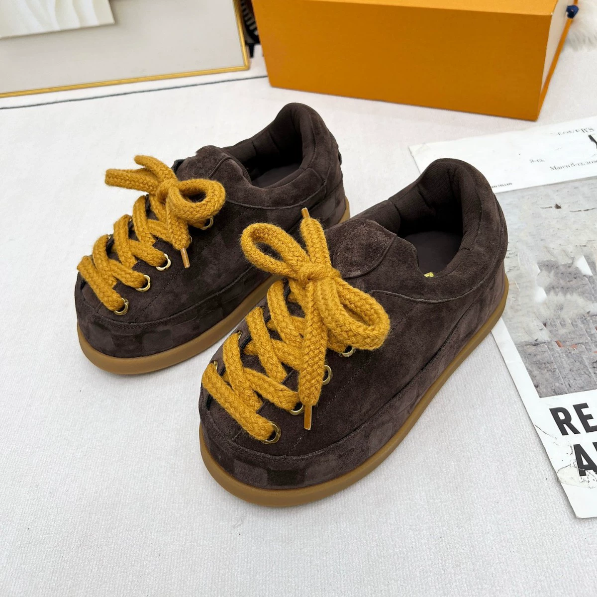 25 new foreign trade bread shoes Wang Jiaer's same style suede casual thick-soled fashionable and comfortable chubby women's cotton shoes
