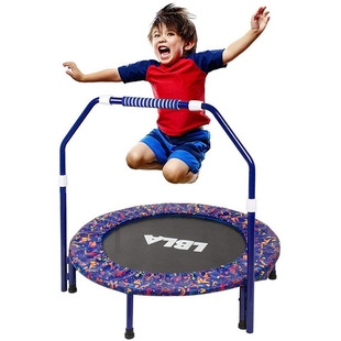 36 inch household children's webbing trampoline with armrests adjustable height PU leather safety cover bounce bed
