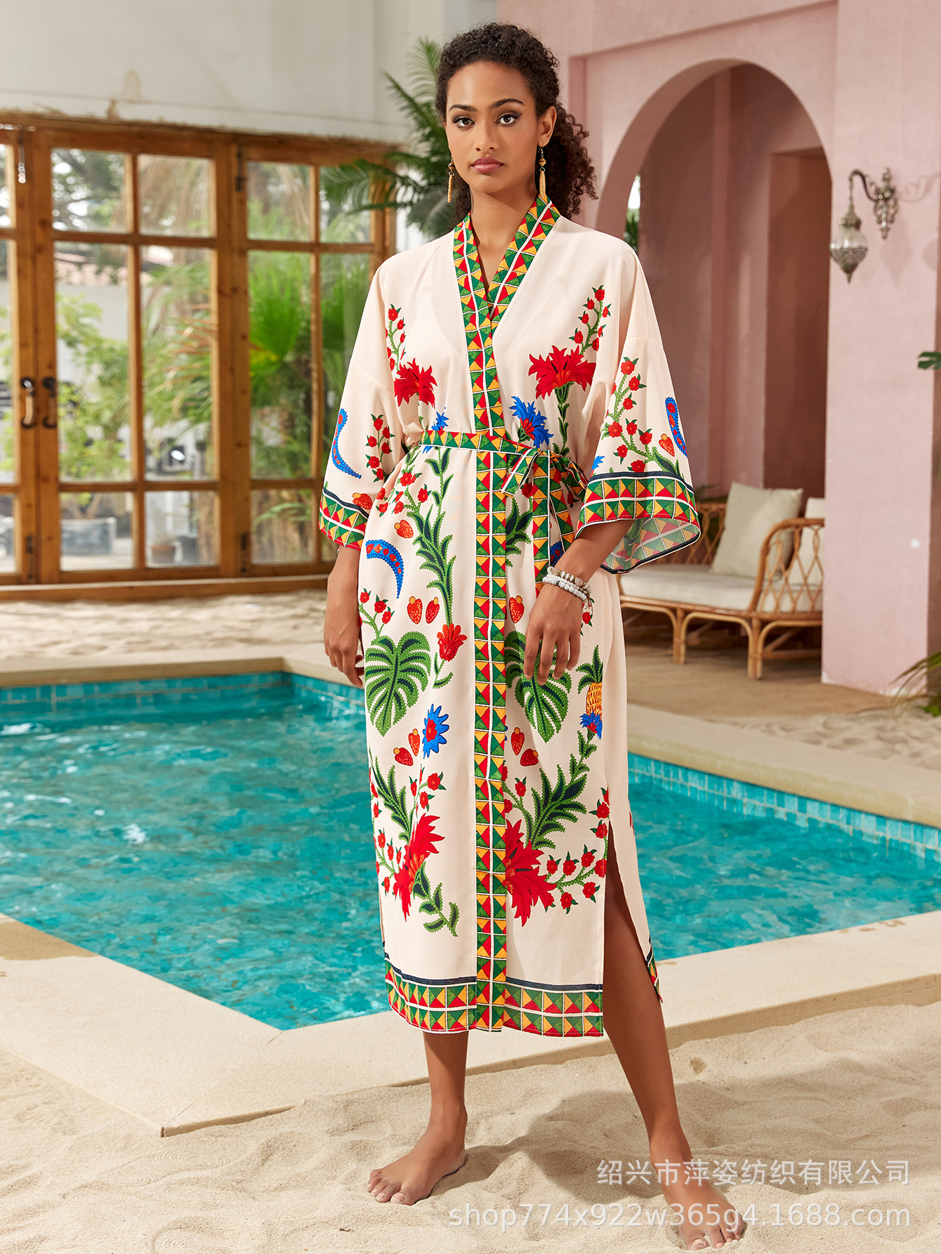 2025 transfronterizo Europa y América nueva camiseta de playa vacaciones cardigan kimono chaqueta de baño bikini camiseta protector solar F536