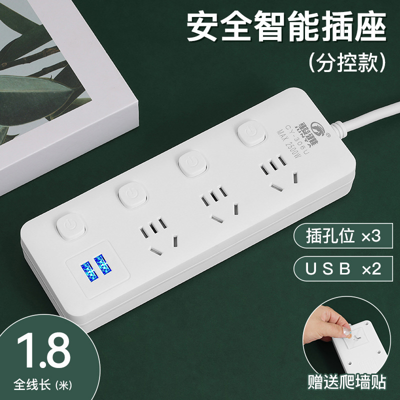 Enchufe elegante del zócalo del interruptor del USB de alta potencia con la línea tablero multifuncional poroso del zócalo del cinco-agujero del hogar enchufable