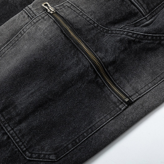 Vaqueros con bolsillos apilados y cremallera de alta calidad para otoño e invierno de Ian 24._voghion.com