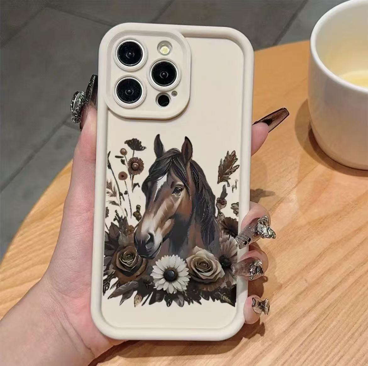 花朵马适用iphone17pro手机壳苹果15防摔14外贸13promax新款16x