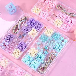 15 grid children diy beaded educational toys handmade material bag girl cartoon ins bracelet necklace wholesale
