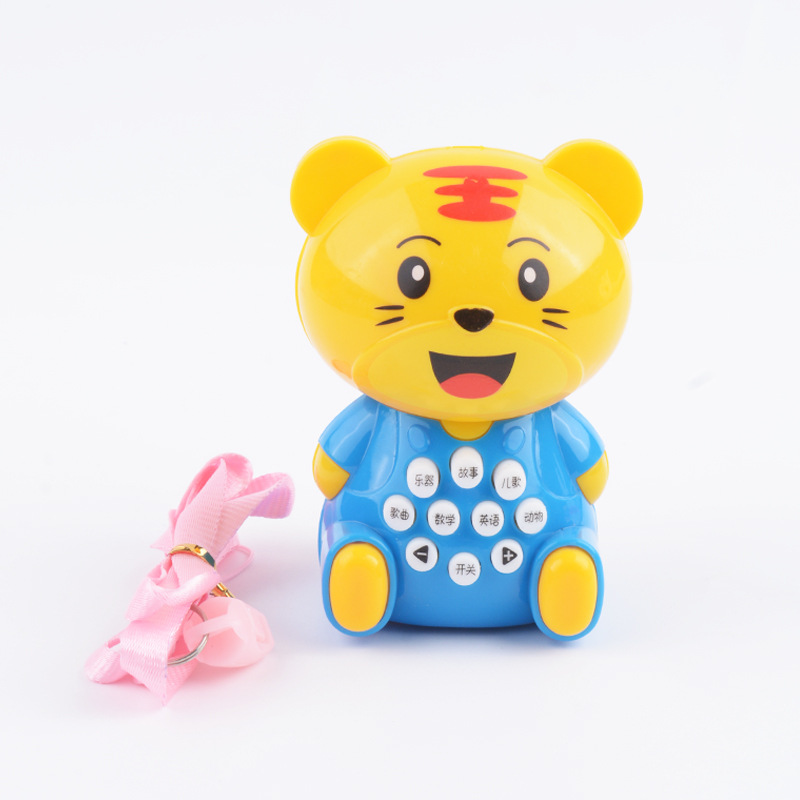 Máquina de educación temprana para niños máquina de narración de cuentos portátil para niños con cordón pequeño tigre de dibujos animados juguetes educativos
