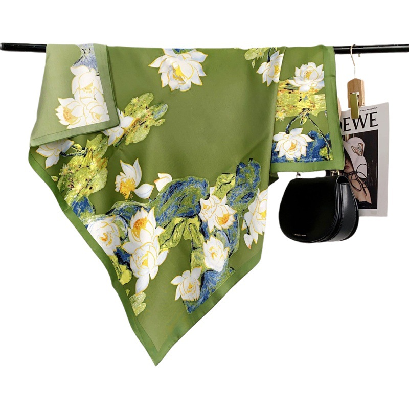 Sarga de imitación de terciopelo bufanda cuadrada grande contraste color temperamento artístico chal impreso bufanda suave todo fósforo protección solar bufanda decorativa