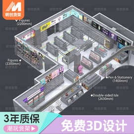 潮玩精品店中岛动漫手办盲盒展示柜谷子店货架展示架陈列架货架