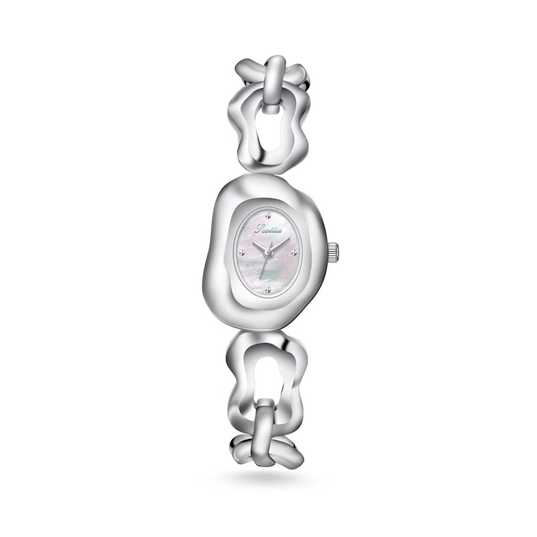 Silver shell white plate