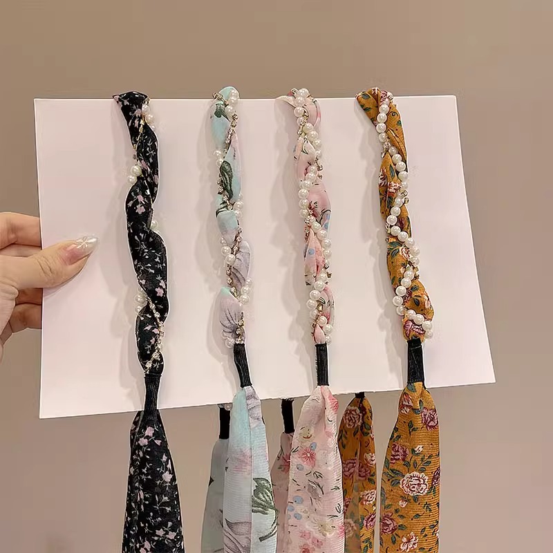 Verano correa de cabello para mujeres 2025 nuevo cinturón de cabello prensado correa de cabello bufandas de seda sistema de trenzado cabello tocado