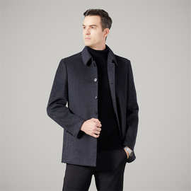专柜双面呢羊毛大衣男2025冬季加厚保暖羽绒中年爸爸休闲羊绒外套