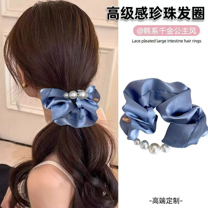 パールヘッドバンド 2025 新しいハイエンドヘアゴムバンド女性のハイエンドヘッドバンドサテンヘアバンド韓国ヘアアクセサリー|undefined