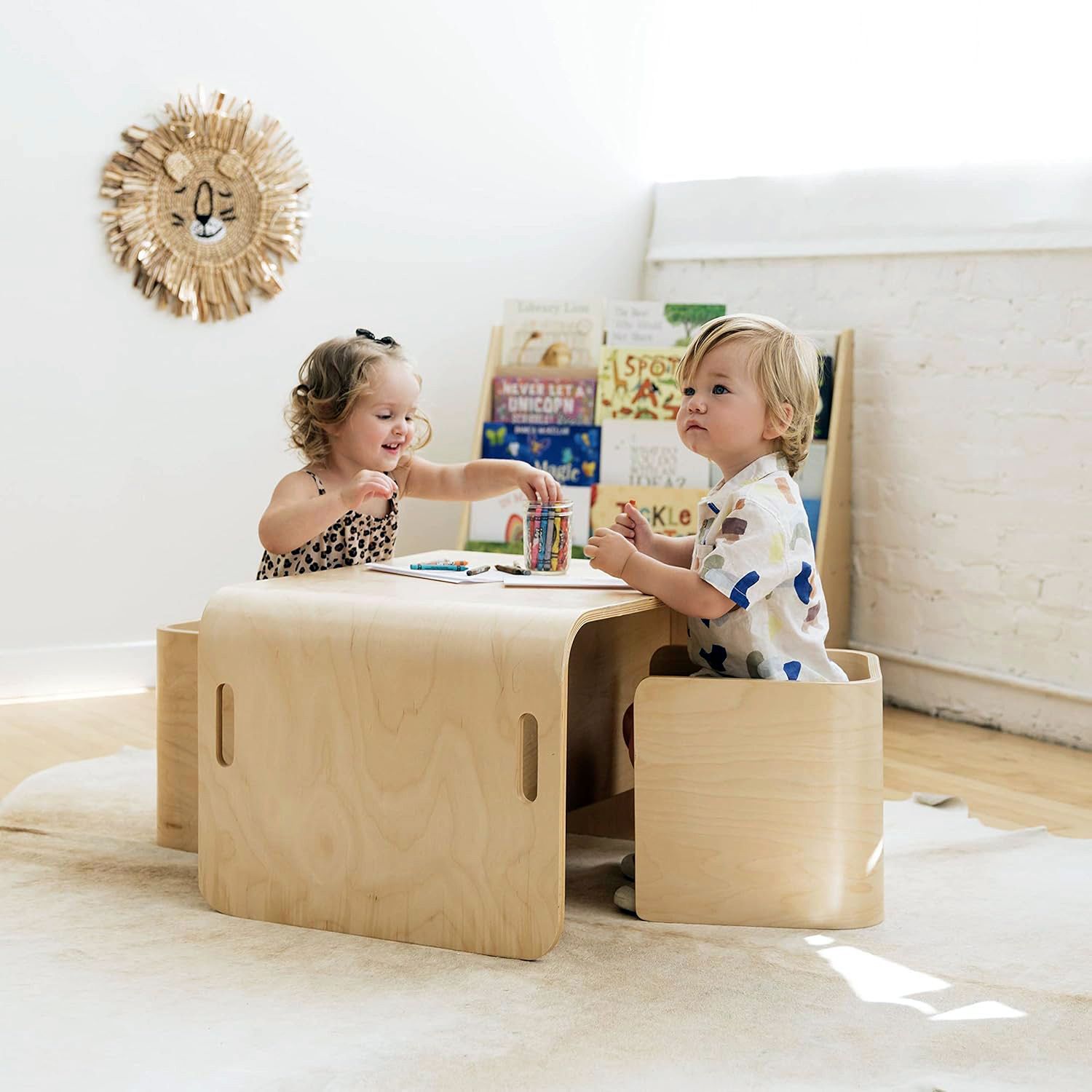 Children's Table and Chair Set Kindergarten Desk Multi-Functional Toy Eating and Writing Dining Table Home Baby Learning Table
