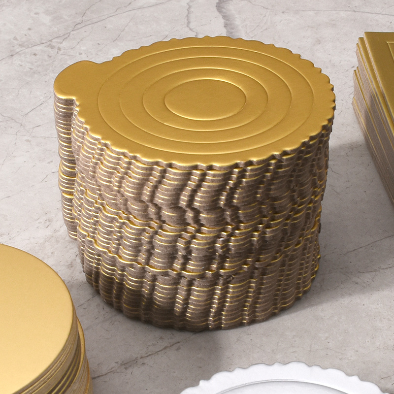 Pastel almohadilla de papel duro 12CM soporte inferior de oro soporte de papel redondo tarjeta de oro almohadilla de mousse engrosada almohadilla de soporte inferior desechable adornos