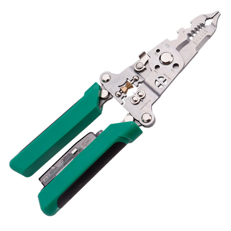 Los fabricantes venden al por mayor alicates de engarzamiento de línea de cizalla eléctrica multifuncional resistentes al desgaste alicates pelacables plegables de prueba eléctrica