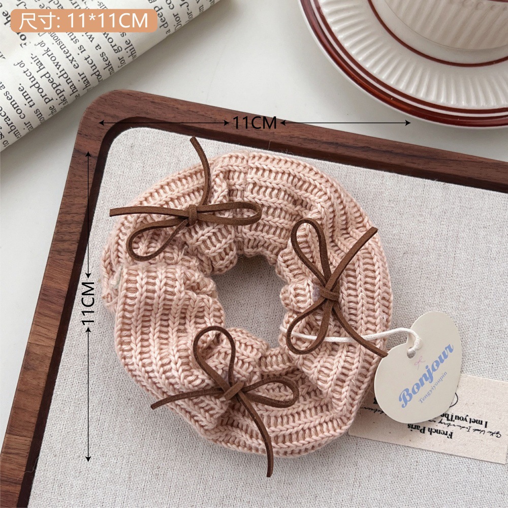 Verano refrescante bowknot encaje intestino grueso anillo para el cabello niña estilo pastoral sentido de alta calidad bola grande cuerda para el cabello