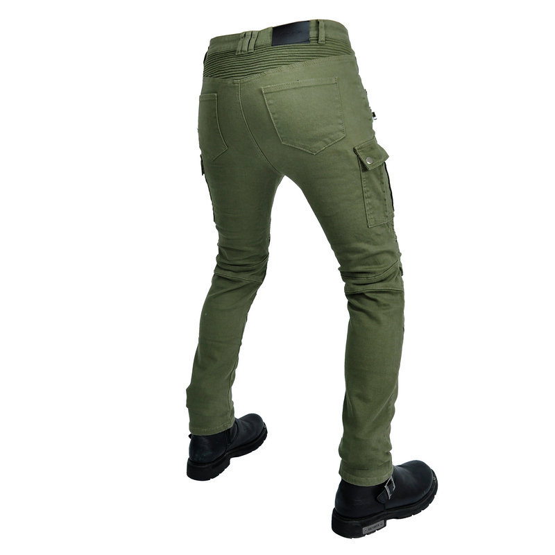 Loong biker motocicleta Vaqueros vintage Militar verde locomotora montar Pantalones fausible