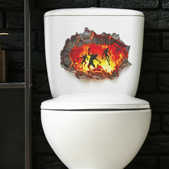 Foreign Trade Halloween Breaking Wall Wolf Bathroom Toilet Decal Home Decor Wall Sticker Self Adhesive Wholesale Cross-border