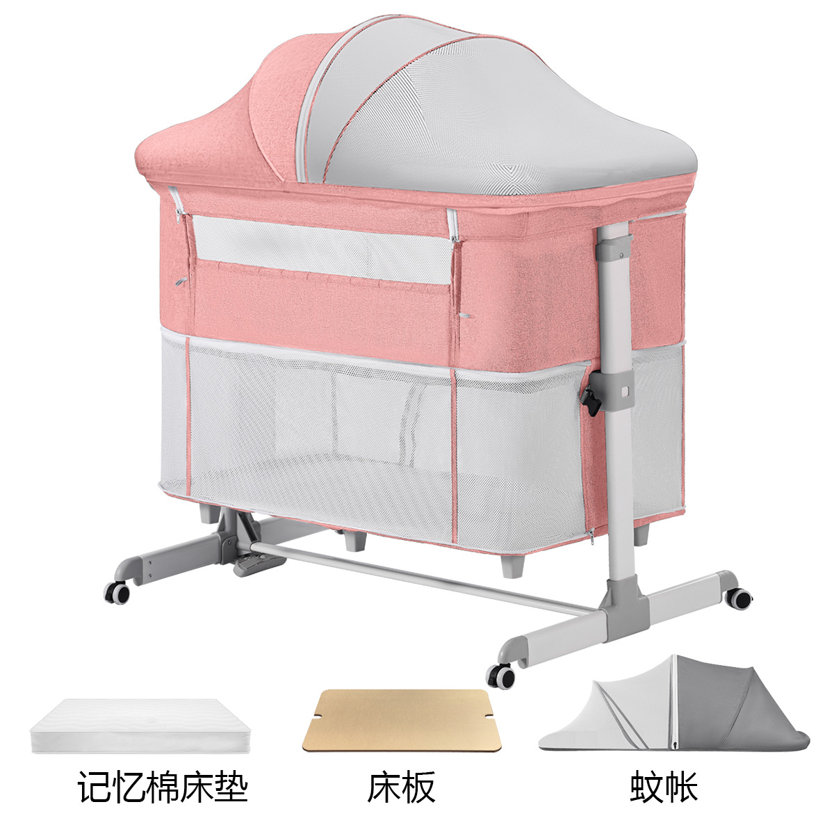 Cama de empalme para bebés, cama multifuncional BB, cama de empalme para recién nacidos, cama de cuna portátil móvil y plegable image 25