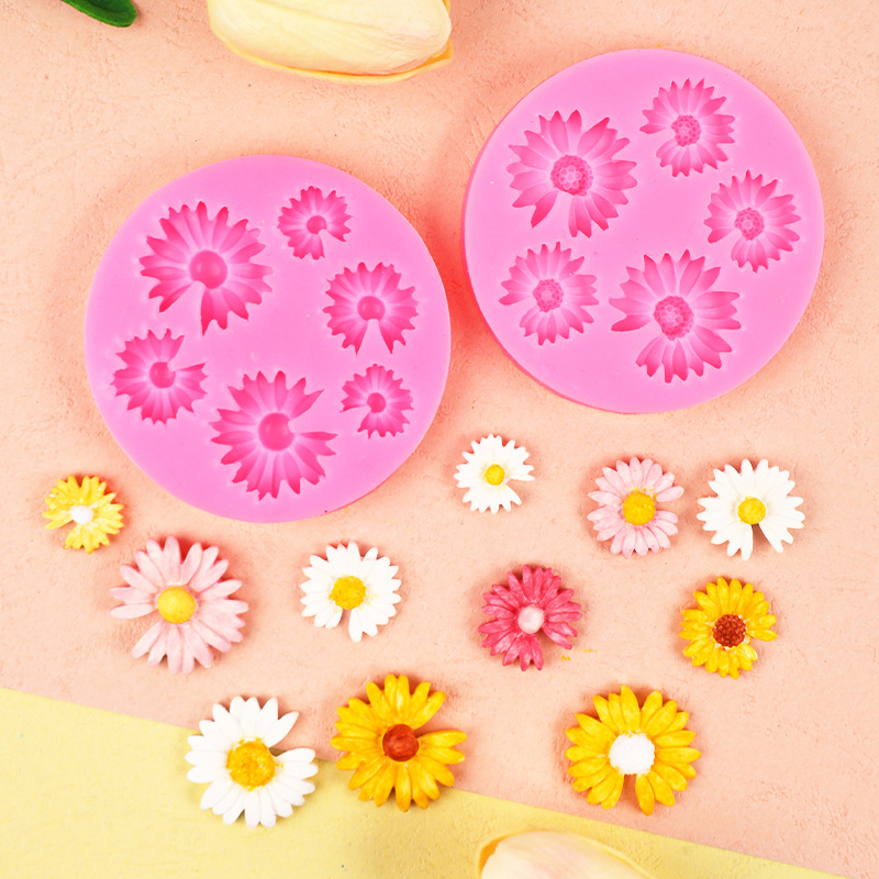 Mini pequeño Zou crisantemo molde de silicona hecha a mano DIY joyería teléfono móvil Shell parche decorativo arcilla epoxi
