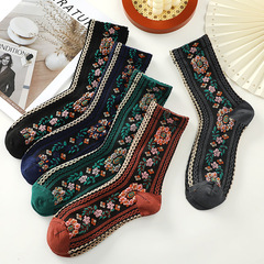 Women's Mini Floral Socks, Instagram-Favorite Retro British-Style Mid-Calf Socks for Autumn & Winter – New Arrival, Casual & Versatile Long Socks, Wholesale Bulk Options