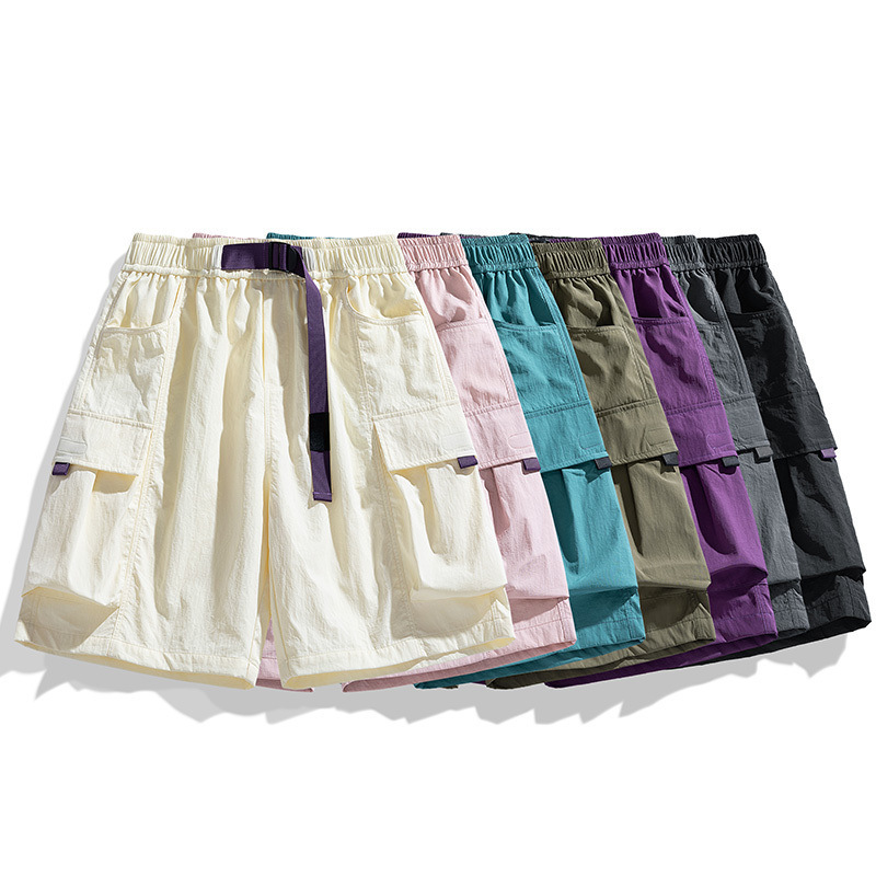 2025 Summer Men's Cargo Shorts Trendy Brand Thin Casual Couple Unisex Plus Size Cross-Border Knee-Length Shorts