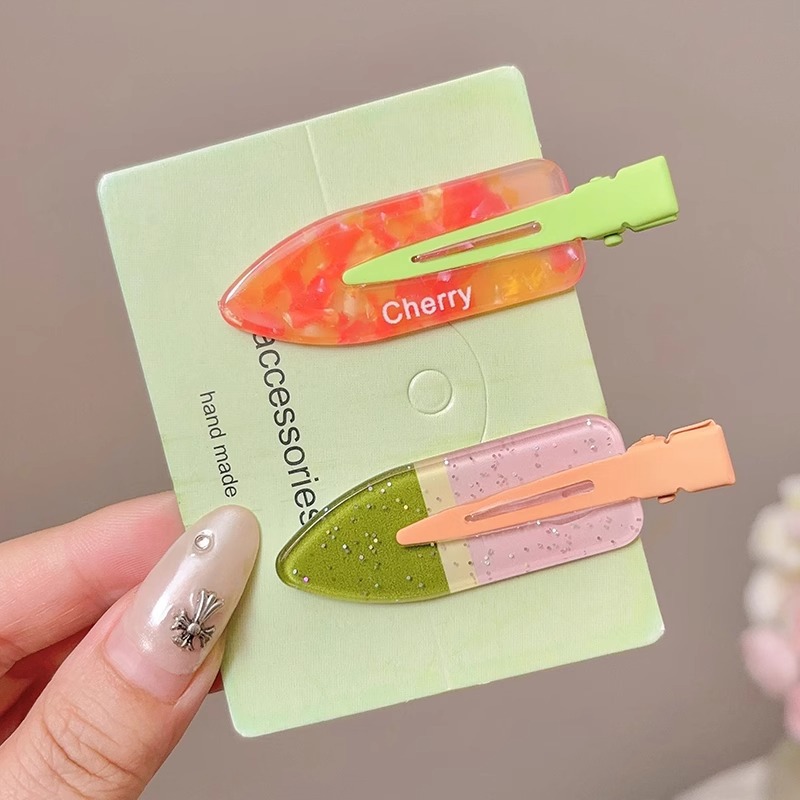 Pinza para el cabello sin costuras de color dulce y linda, clip para flequillo lateral femenino, clip para boca de pato de cabello roto en la frente, tocado de horquilla para niños