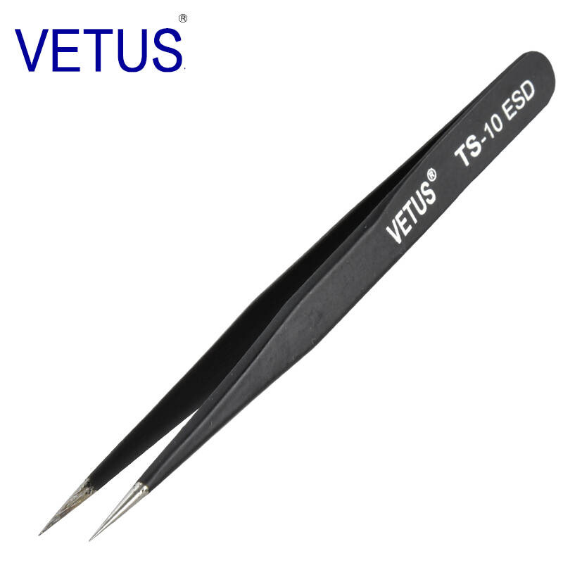 Anti-falsificación de productos genuinos VETUS TS-ESD pinzas de acero inoxidable traje Nido de Pájaro recogida de cabello belleza manicura codo de punta recta