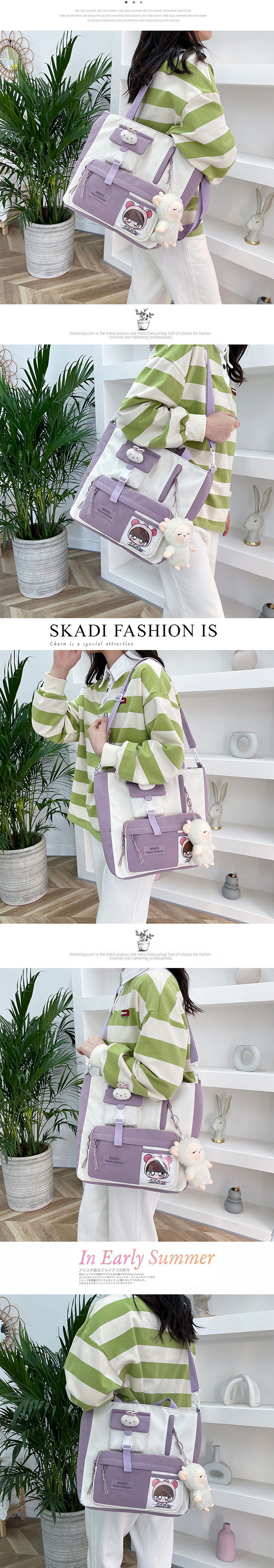 Canvas bag, large-capacity crossbody bag for women, Japanese and Korean version single-shoulder bag, student class tutorial bag, versatile ins trendy book undefined