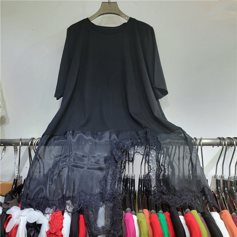 Camiseta de encaje negro de cuello redondo de manga corta para mujeres 2026 primavera y verano nuevo diseño nicho blusa suelta image 3