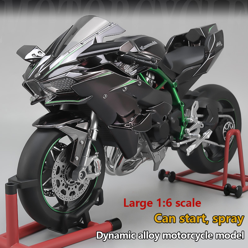 Xlg【Extra Large】Ignition Starter Spray Kawasaki H2R1: 6 Dynamic Alloy Motorcycle Model Ornament Xlg【Extra Large】Ignition Starter Spray Kawasaki H2R1: 6 Dynamic Alloy Motorcycle Model Ornament