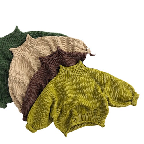 Highly recommended and practical ~ personalized curling ~ children's sweaters, autumn and winter men's and women's trendy Korean style retro knitted turtleneck pullovers
