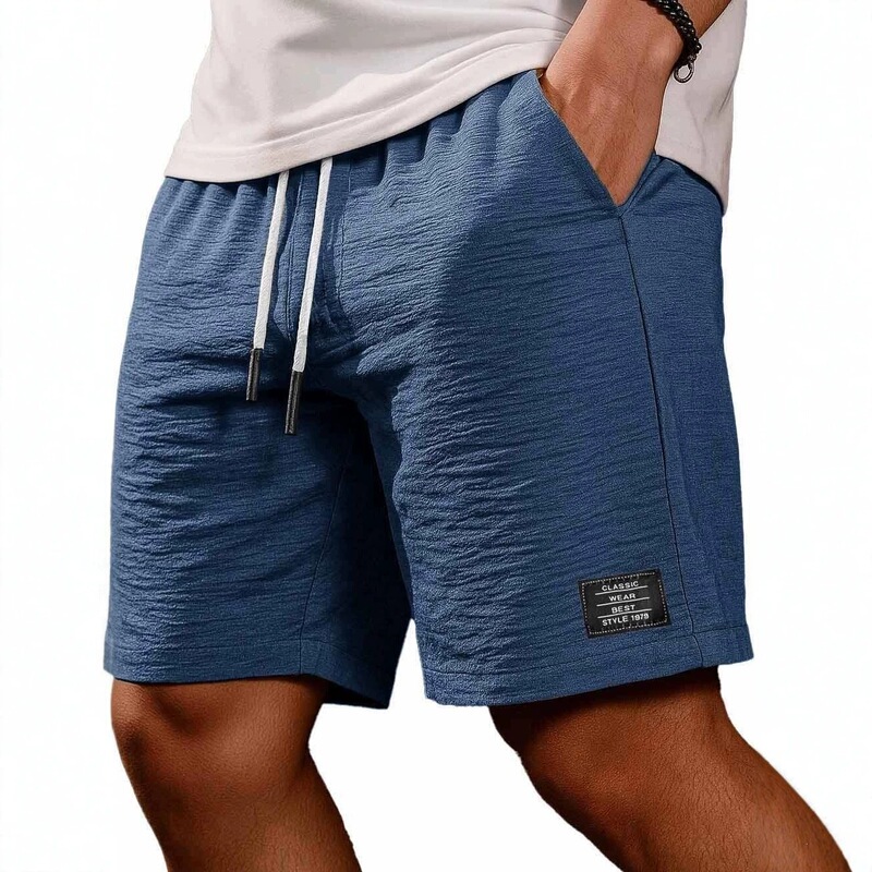 2026 Amazon New European and American Style Men's Cotton and Linen Drawstring Casual Solid Color Loose Five-Point Shorts Beach Shorts 2026 Amazon New European and American Style Men's Cotton and Linen Drawstring Casual Solid Color Loose Five-Point Shorts Beach Shorts