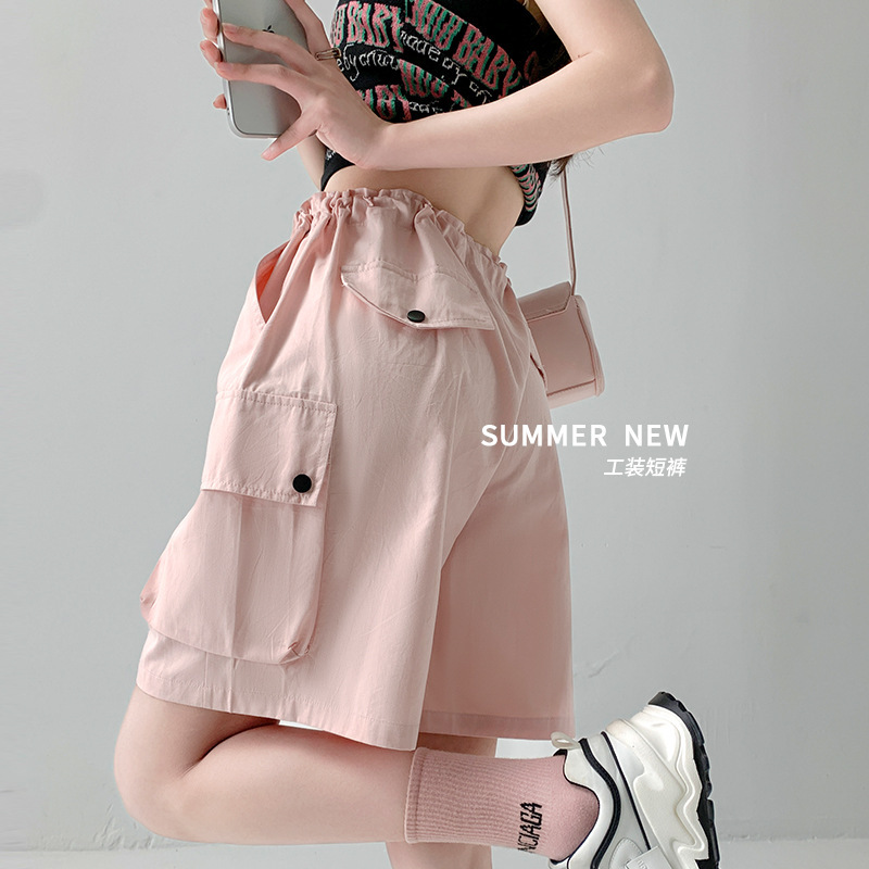 Pure Cotton Washed Shorts for Women, Summer Loose Straight-Leg Cargo Pants, Trendy Wide-Leg Sports Mid-Length Shorts That Make Legs Look Longer